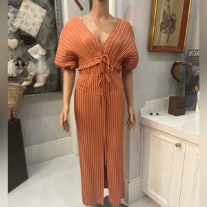 A.L.C. Terracotta Pleated Midi Dress